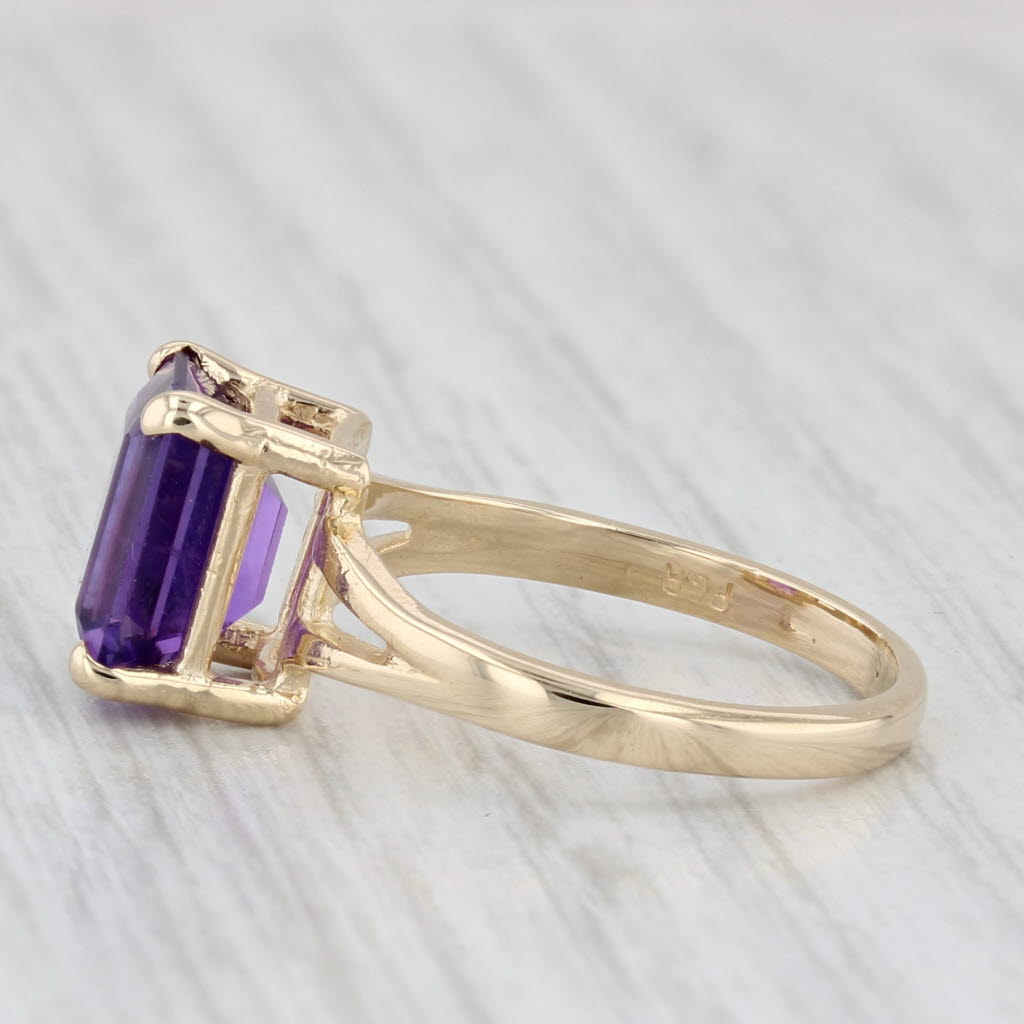 3ct Emerald Cut Amethyst Solitaire Ring 14k Yellow Gold Size 6