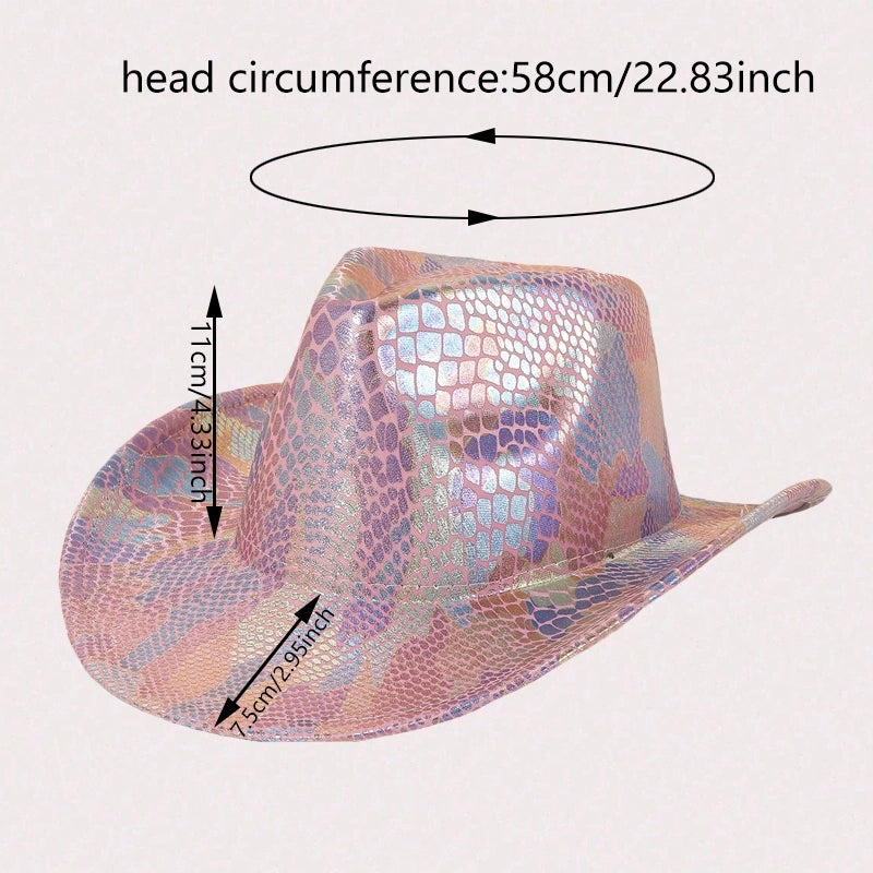 Women's Hip-Hop Japanese Style Cowboy Style Snakeskin Big Eaves Wide Eaves Fedora Hat