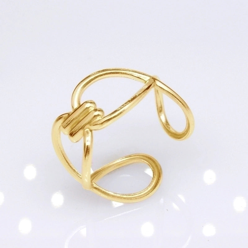 Retro Geometric Titanium Steel Plating Open Ring 1 Piece