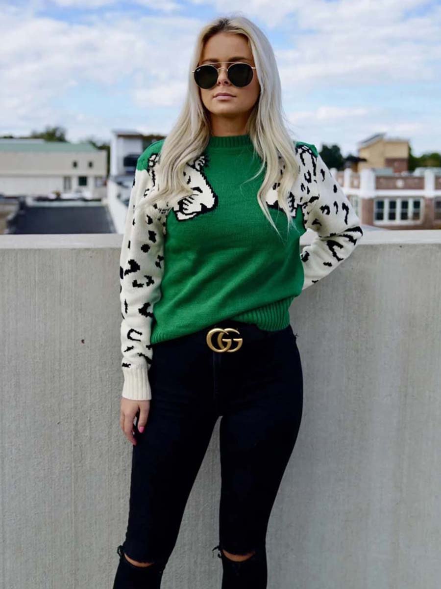 Snow Leopard Knit Sweater