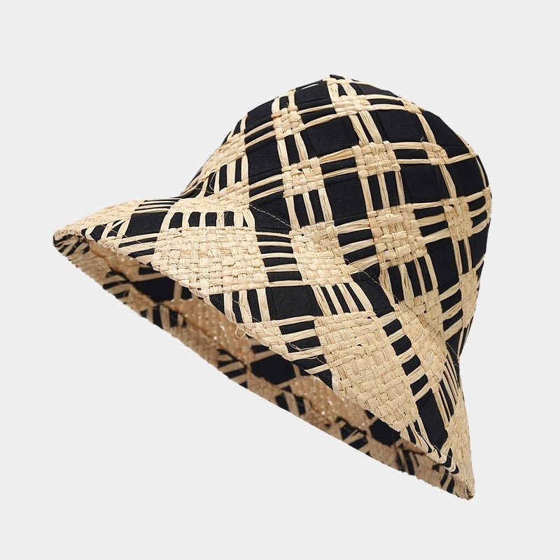 Women's Pastoral Minimalist Color Block Flat Eaves Sun Hat