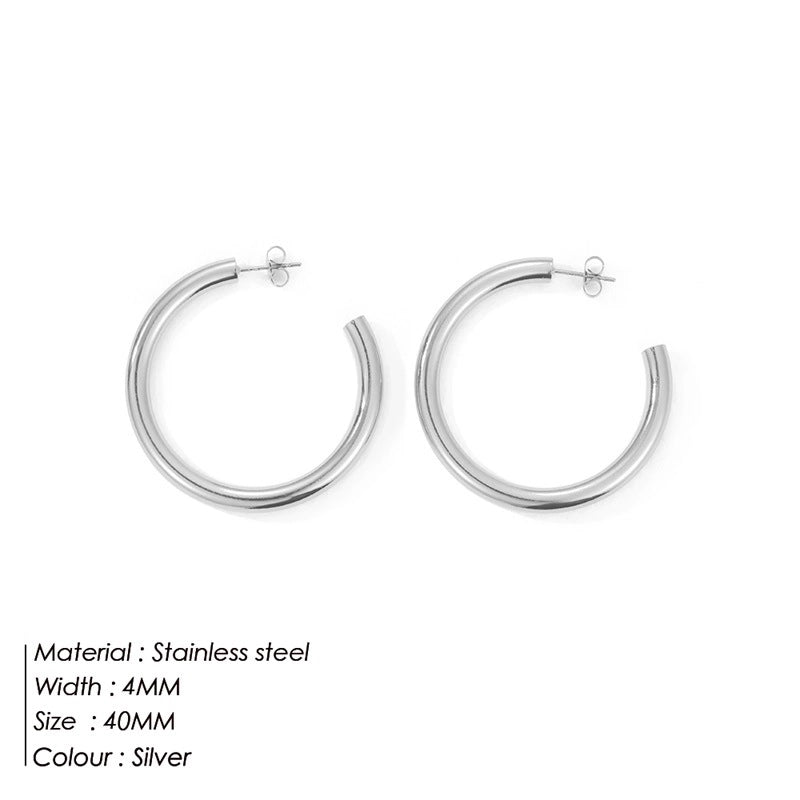 Fashion Geometric Plating 304 Stainless Steel Hoop Earrings