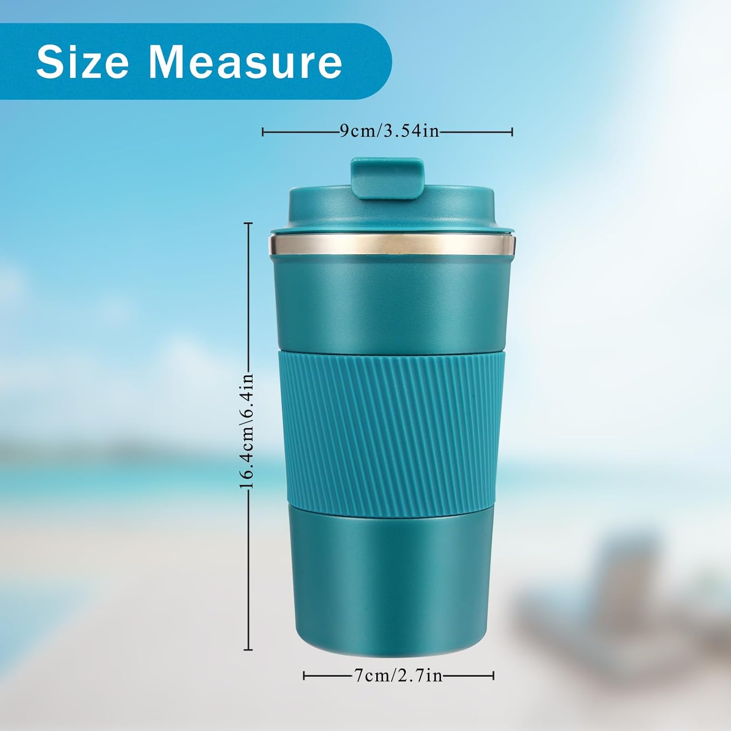 Senshuomy Travel Mug, Insulated Coffee Cup with Leakproof Lid, Reusable Coffee Cups Travel Cup, Stainless Steel thermaol Mug for Hot Cold Drinks (Green 380ml)