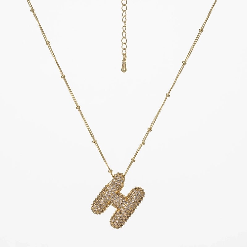Copper Gold Plated Silver Plated IG Style Minimalist Plating Inlay Letter Zircon Pendant Necklace