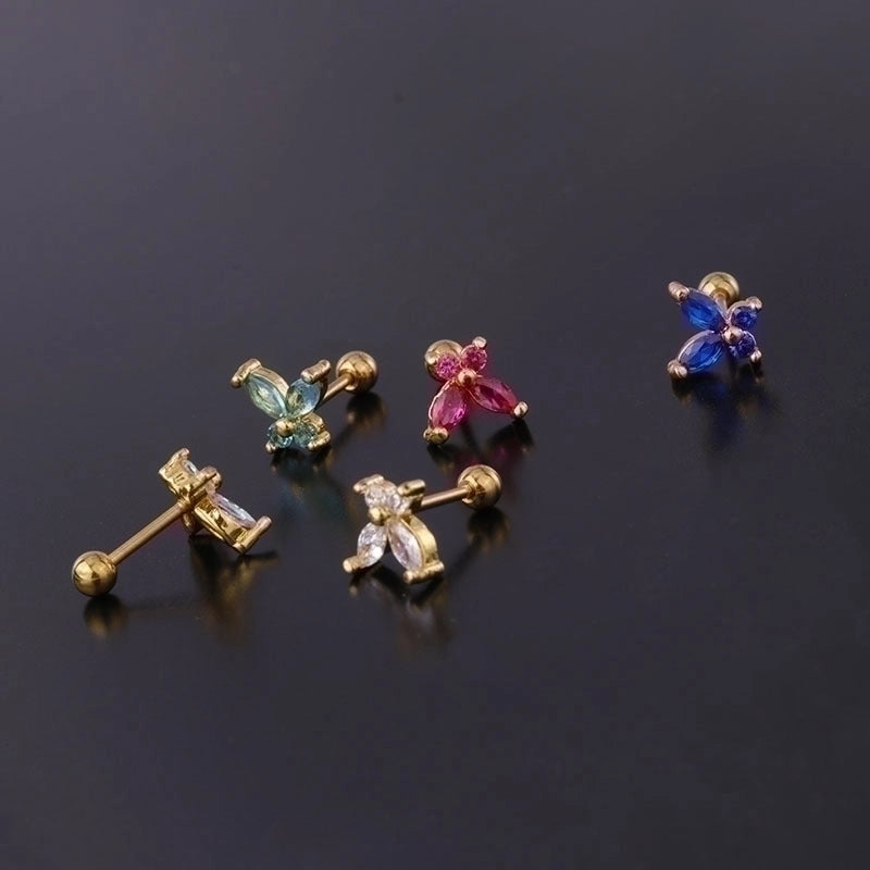 Ear Cartilage Rings & Studs Pastoral Insect Copper Plating Artificial Gemstones