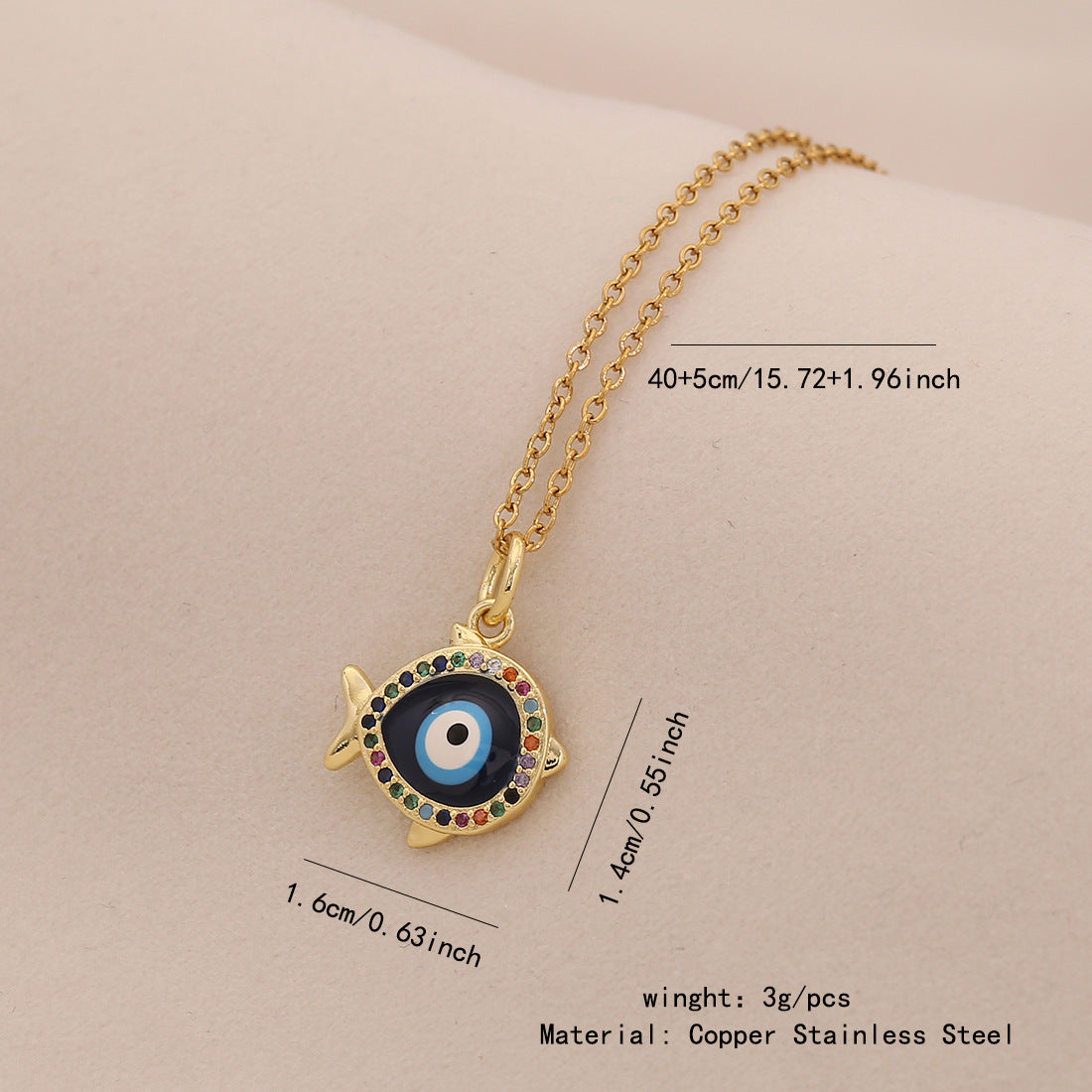 Dripping Oil Eye Pendant Necklace Personalized Stainless Steel Necklace N1516