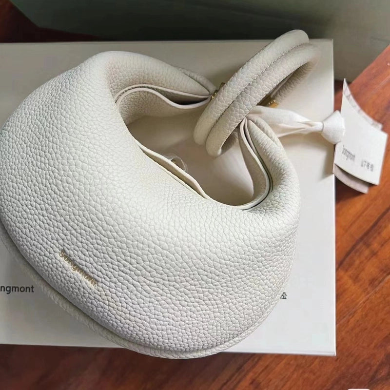 Women's Composite Cowhide Solid Color Basic Classic Style Dumpling Shape Flip Cover Shoulder Bag