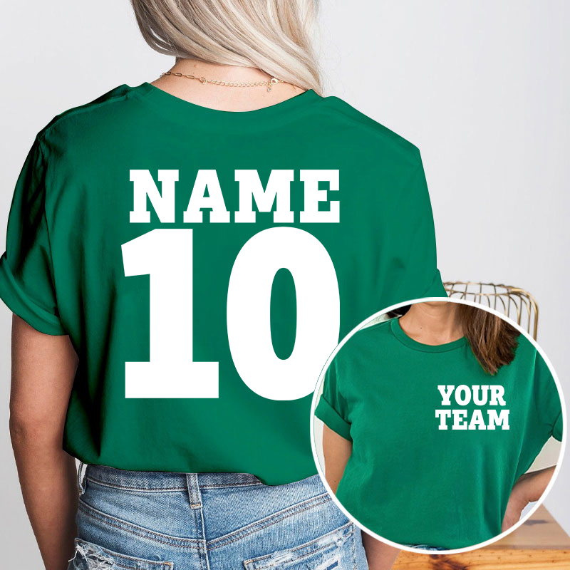 Personalized Team Name And  Number Team Teacher Two Sided T-Shirt