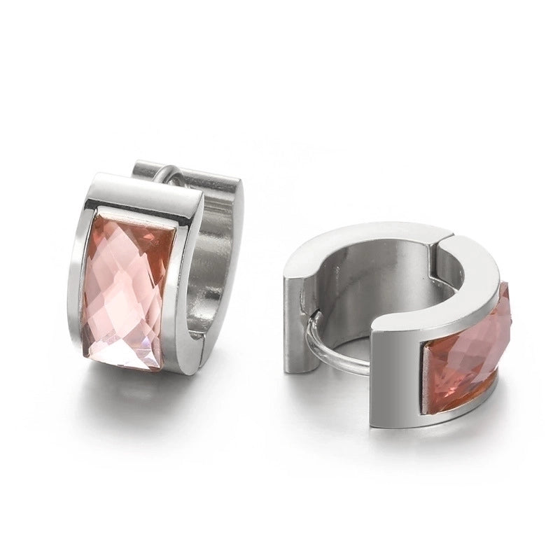 1 Pair Minimalist U Shape Plating Inlay Titanium Steel Glass 18K Gold Plated Earrings