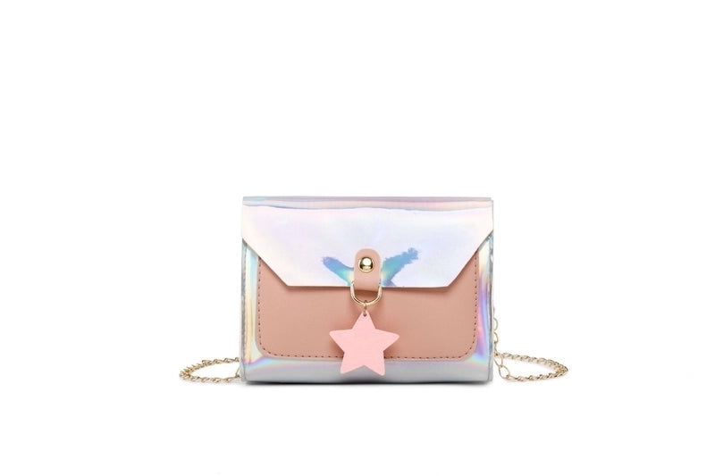 Women's Small Pu Leather Colorful Star Elegant Streetwear Square Flip Cover Shoulder Bag Crossbody Bag Square Bag