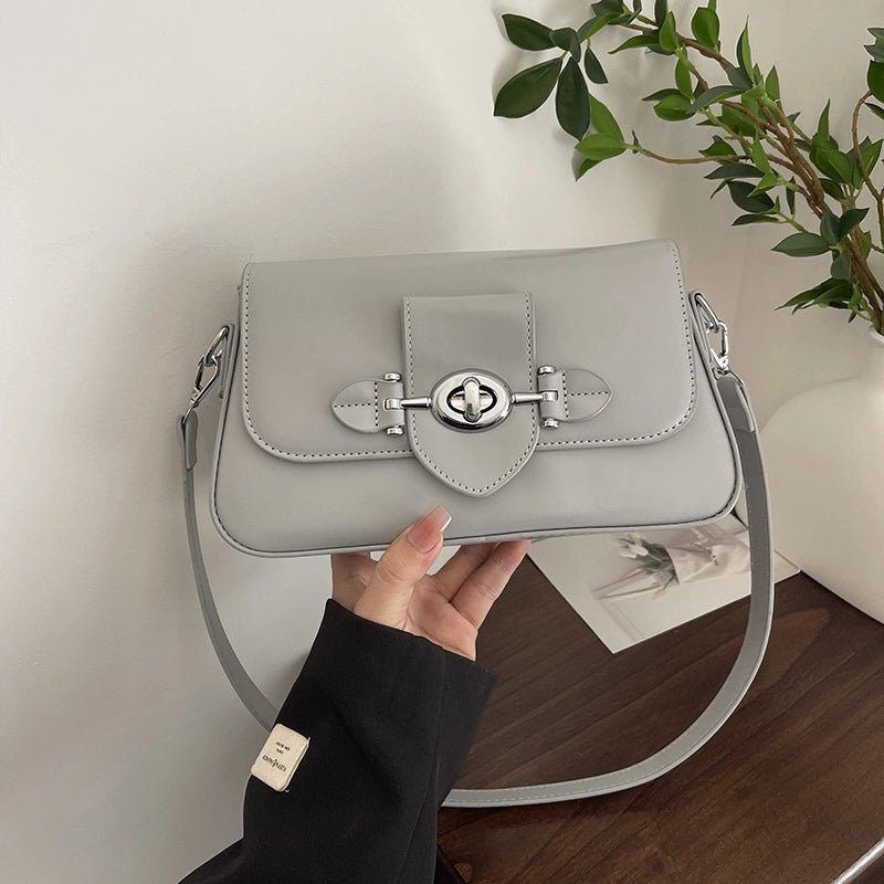 Women's Medium Pu Leather Solid Color Vintage Style Classic Style Square Magnetic Buckle Shoulder Bag