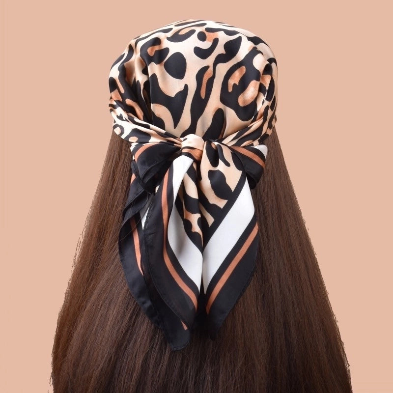 Women's Casual Hip-Hop Vacation Leopard Satin Silk Scarf