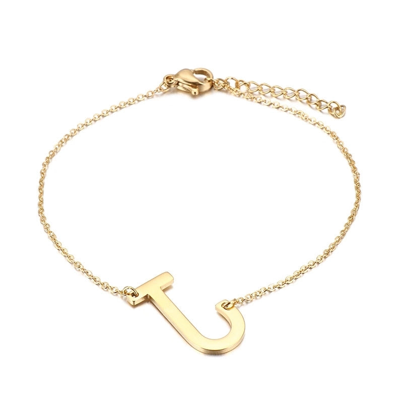 Fashion Letter Titanium Steel 18K Gold Plated Bracelets In Bulk