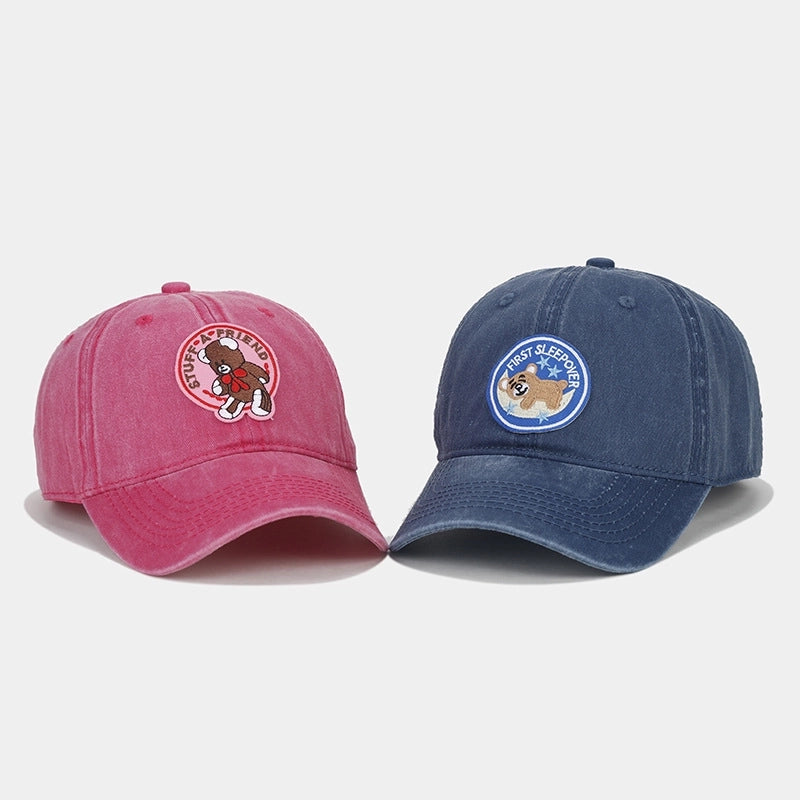 Women'S Cute Bear Cat Embroidery Curved Eaves Baseball Cap
