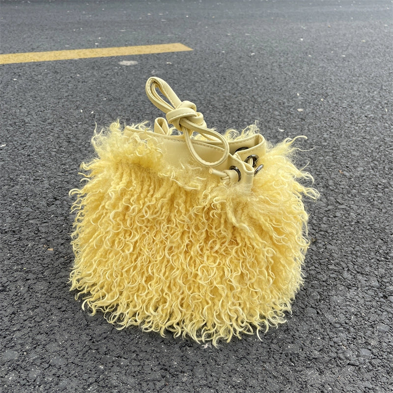 Women's Medium All Seasons Plush Basic Bucket Bag