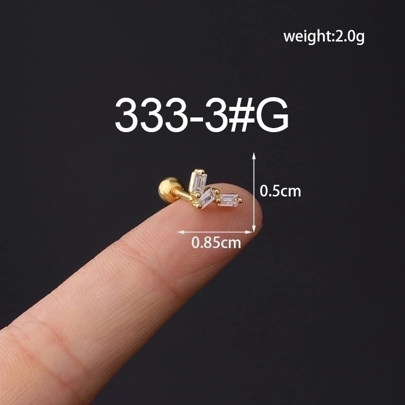 Ear Cartilage Rings & Studs Fashion Geometric Copper Plating Artificial Gemstones