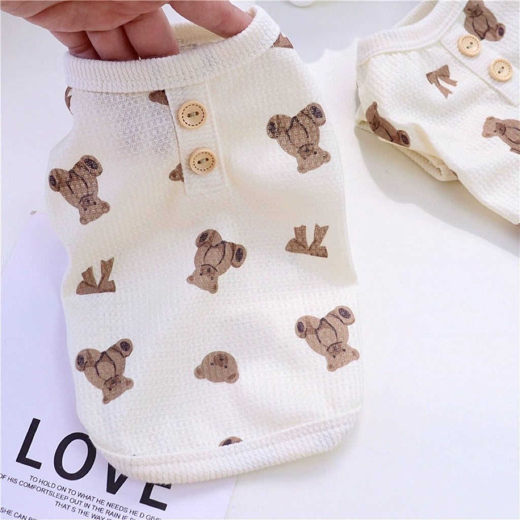 Waffle Bear Printed Dog Jumpsuits/Vest