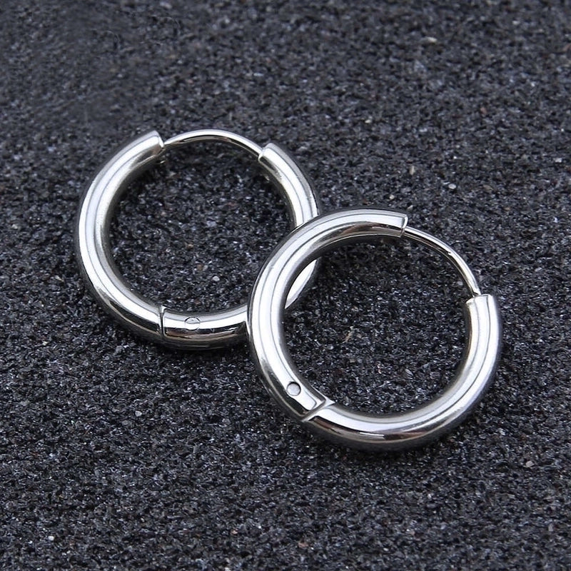 Minimalist Round Stainless Steel Hoop Earrings 1 Piece