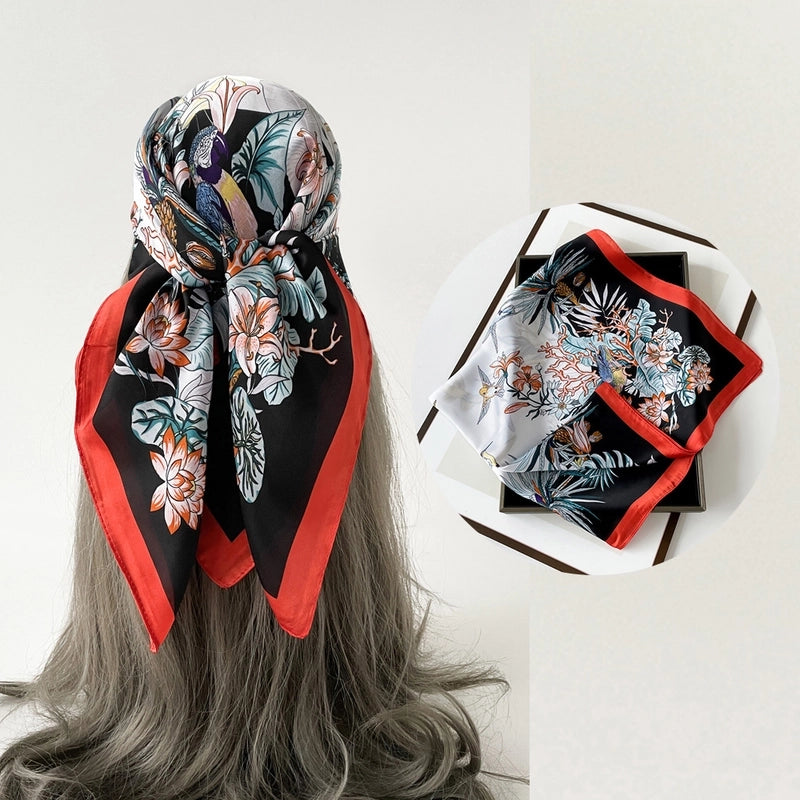 Women's Casual Flower Satin Printing Bandanas