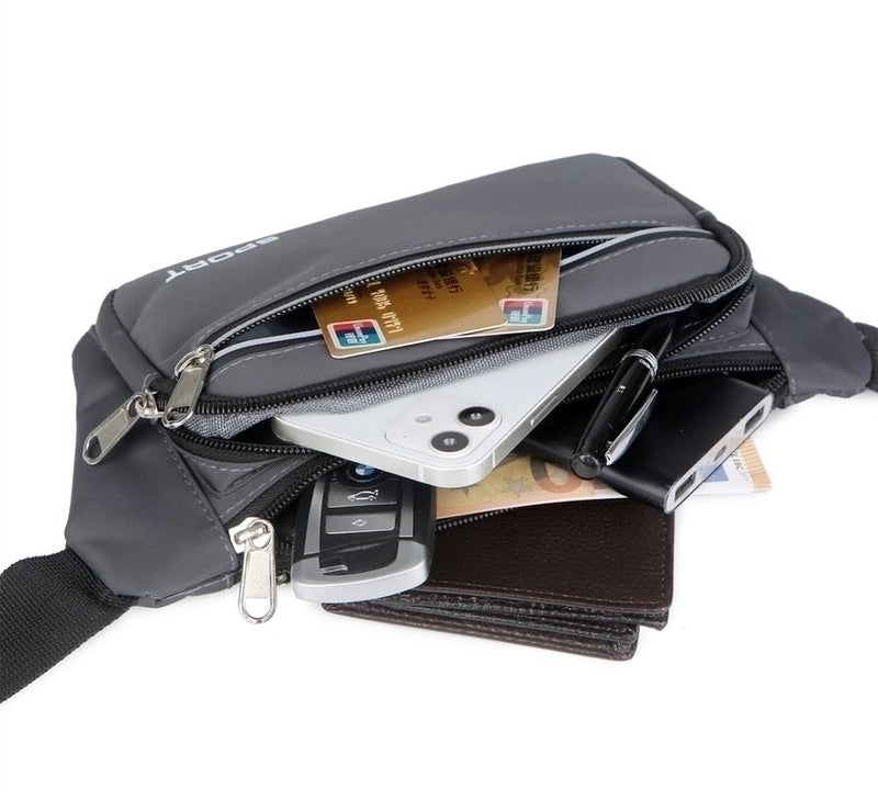 Men's Solid Color Nylon Zipper Fanny Pack