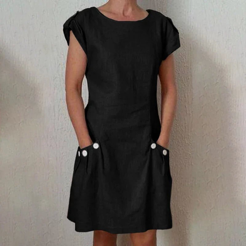 Solid Double Pocket Dress--BUY 2 FREE SHIPPING