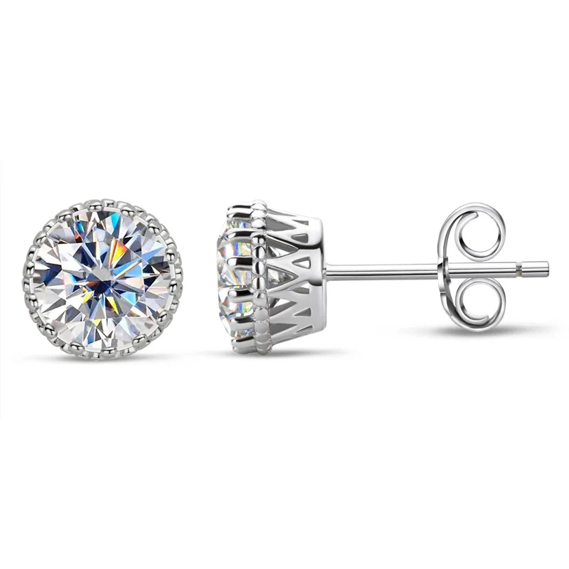 Printed Quality New Moissanite Earrings 1 Carat Light Luxury Premium Earrings