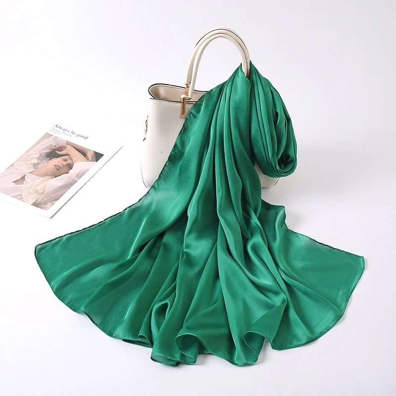 Women's Lady Fashion Minimalist Solid Color Satin Silk Scarves