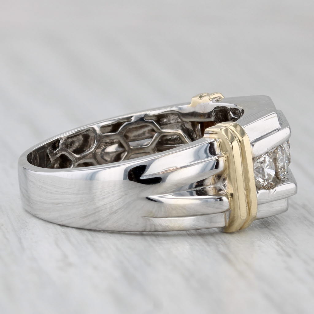 Men's Wedding Band 0.89ctw Diamond Ring 10k White Yellow Gold Size 11
