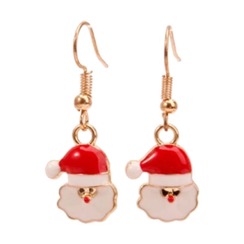 Fashion Santa Claus Christmas Socks Bell Epoxy Alloy Earrings