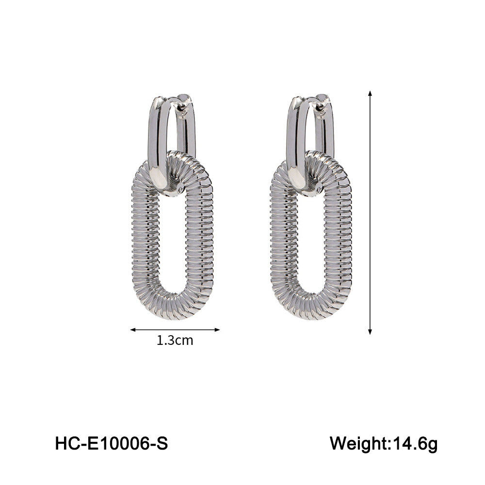 IG Style Convertible Circle Stainless Steel PVD 18K Gold Drop Earrings