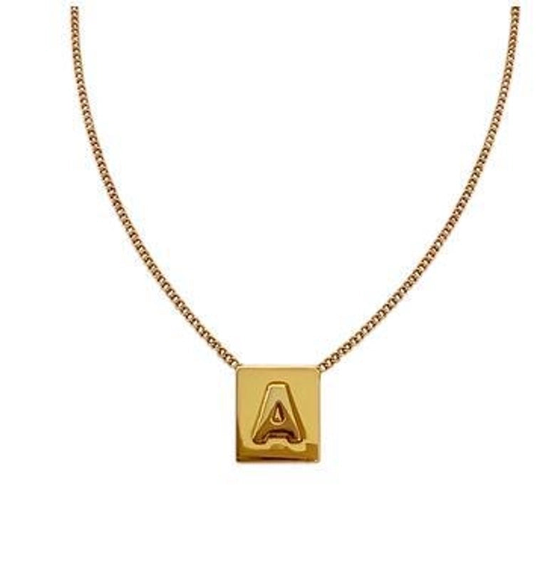 Minimalist Letter Square Titanium Steel Necklace 1 Piece