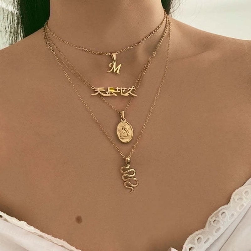 Minimalist Letter 201 Stainless Steel Gold Plated Plating Stainless Steel Necklaces