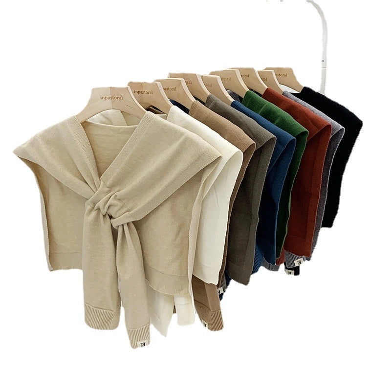 Unisex Casual Sweet Solid Color Knit Shawl