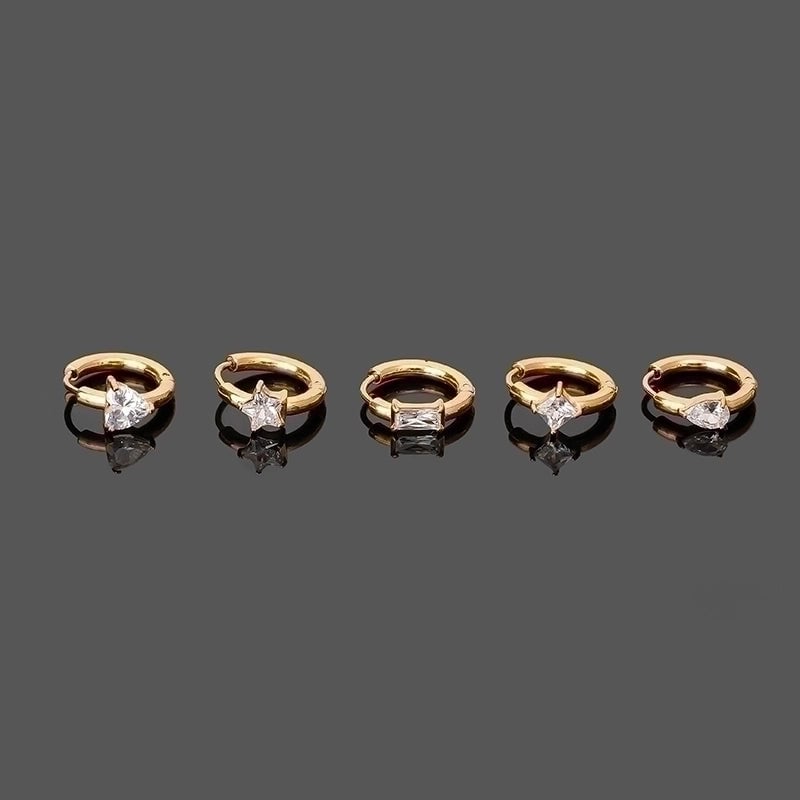 1 Piece Modern Style Minimalist Classic Style Solid Color Inlay 316L Stainless Steel  Zircon 14K Gold Plated Hoop Earrings
