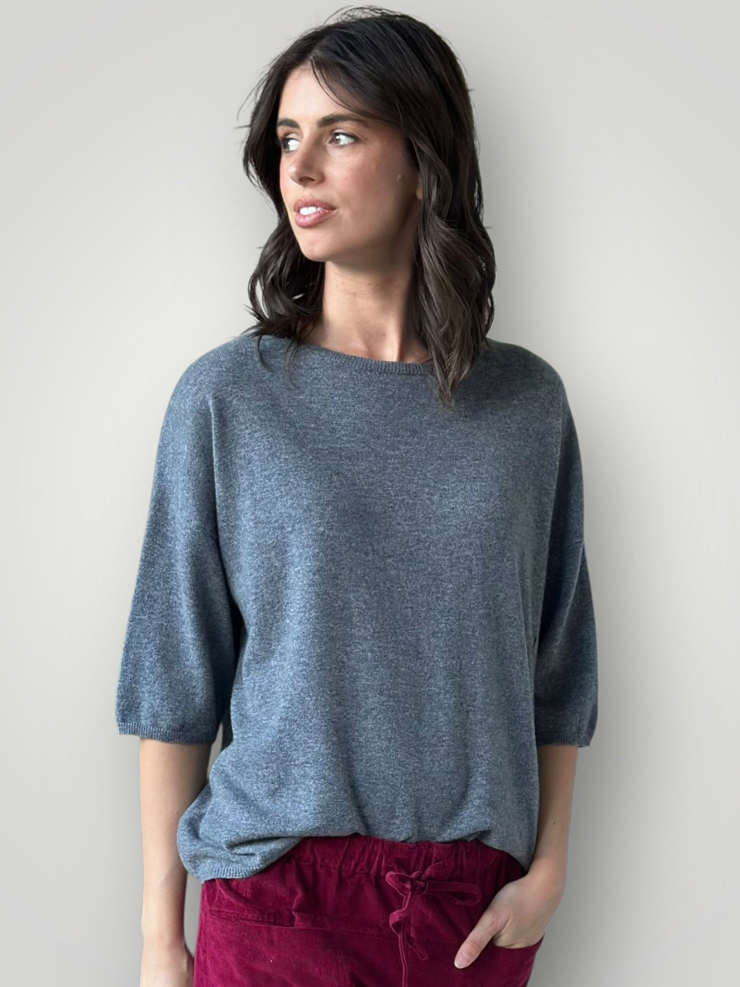 cashmere top-slate grey