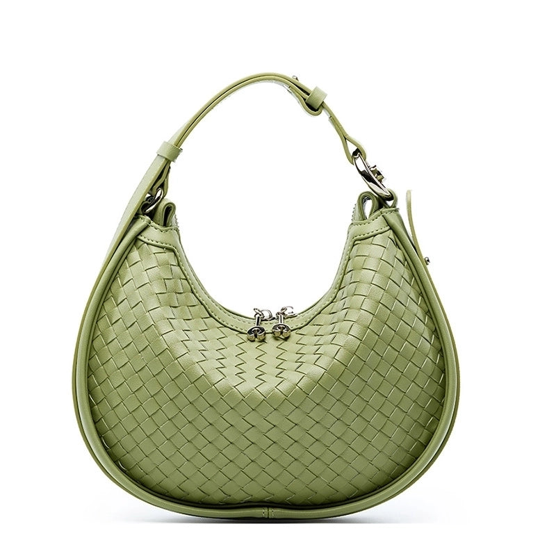 Women's Medium Two-Layer Cowhide Leather Solid Color Basic Classic Style Pillow Shape Zipper Underarm Bag