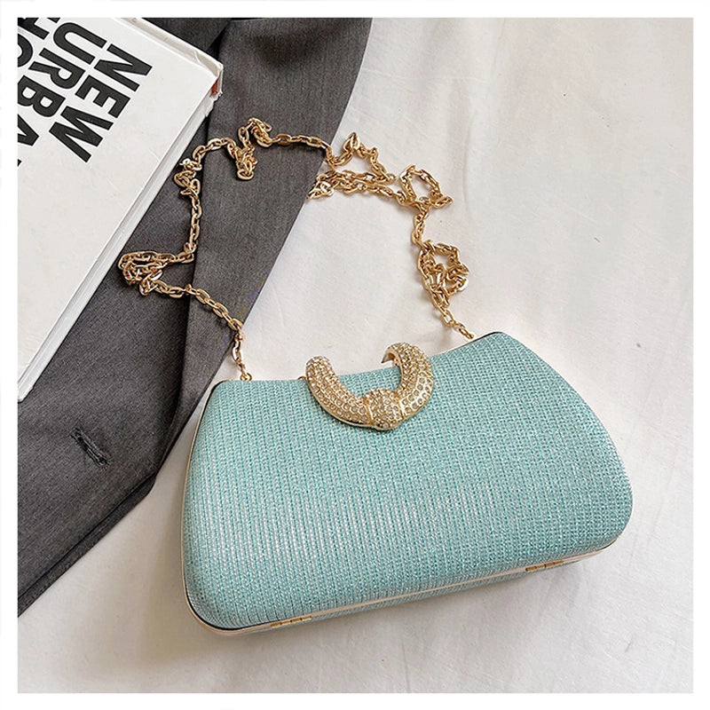 Silver Gold Pink PVC Solid Color Square Evening Bags