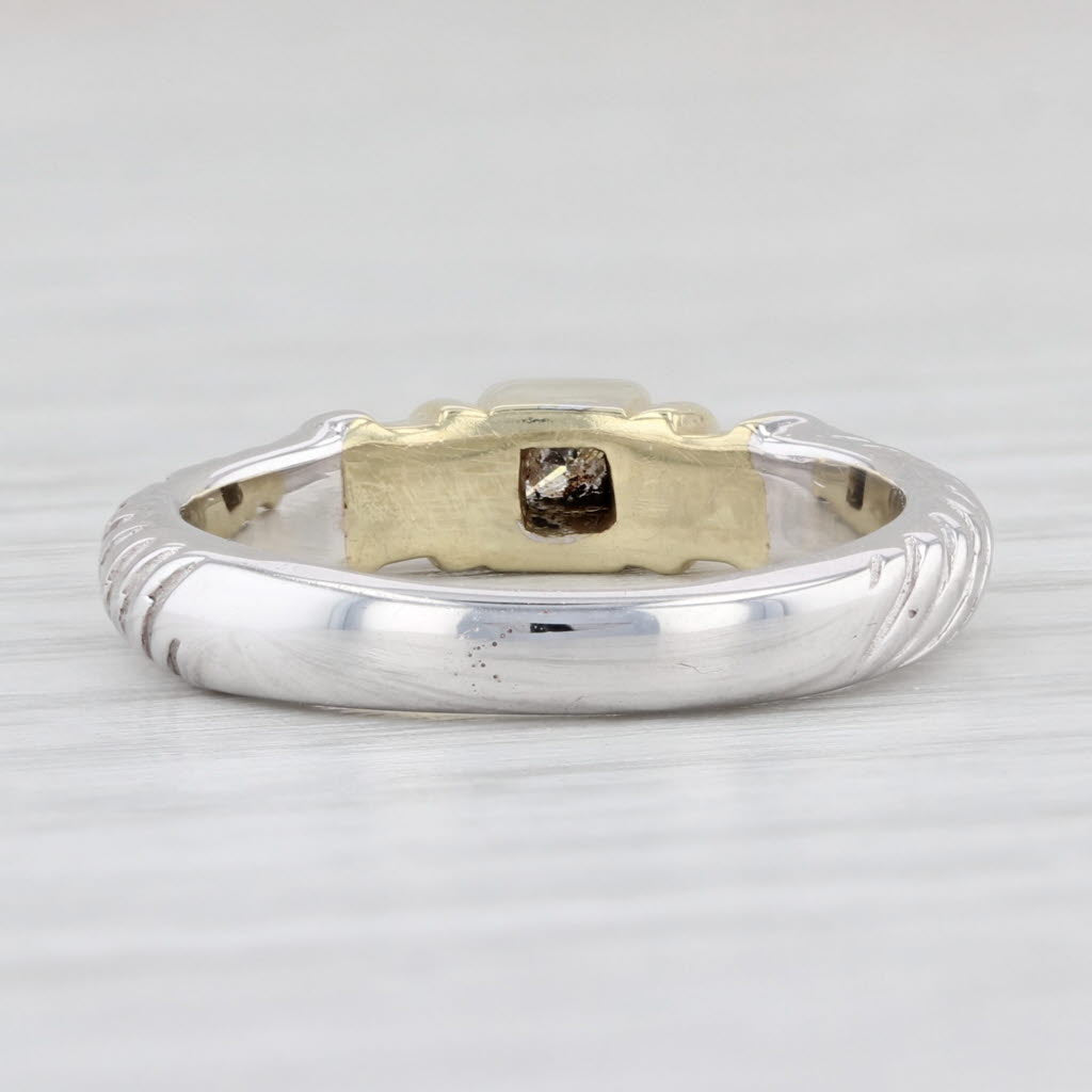 0.12ctw Princess Solitaire Diamond Ring 18k Yellow White Gold Sz 5.75 Engagement