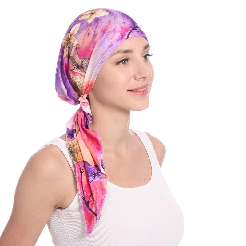 New Printed Curved Flower Cloth Hat Muslim Toe Cap Milk Silk Pullover Small Hat In Stock