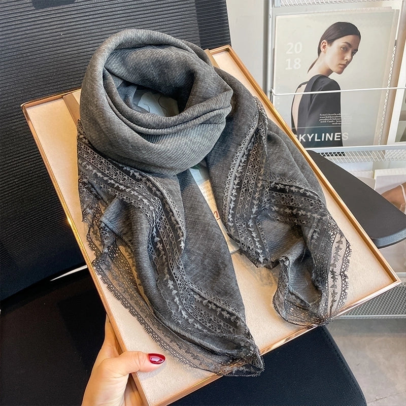 Women's Elegant Sweet Solid Color Polyester Printing Silk Scarf