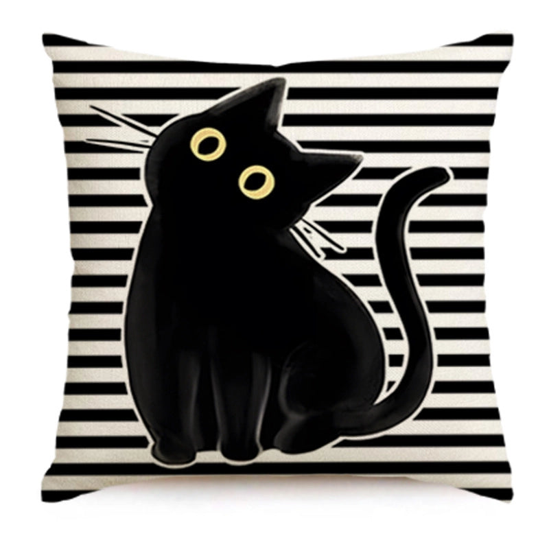 Halloween Funny IG Style Letter Stripe Ghost Linen Pillow Cases Couch & Sofa Decor
