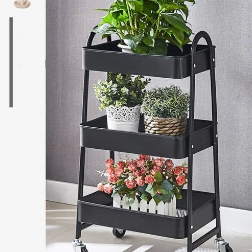 Multi-Purpose Utility Rolling Mobile Cart Trolley Organizer With 3 Tier Drawer Units & Metal Mesh Shelving