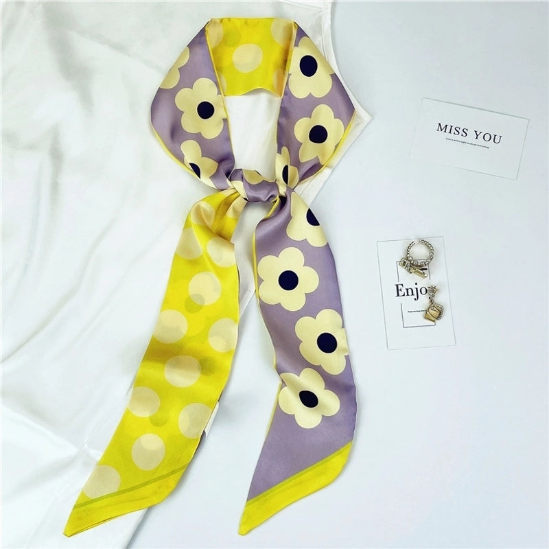 Women's Sweet Flower Satin Silk Scarves