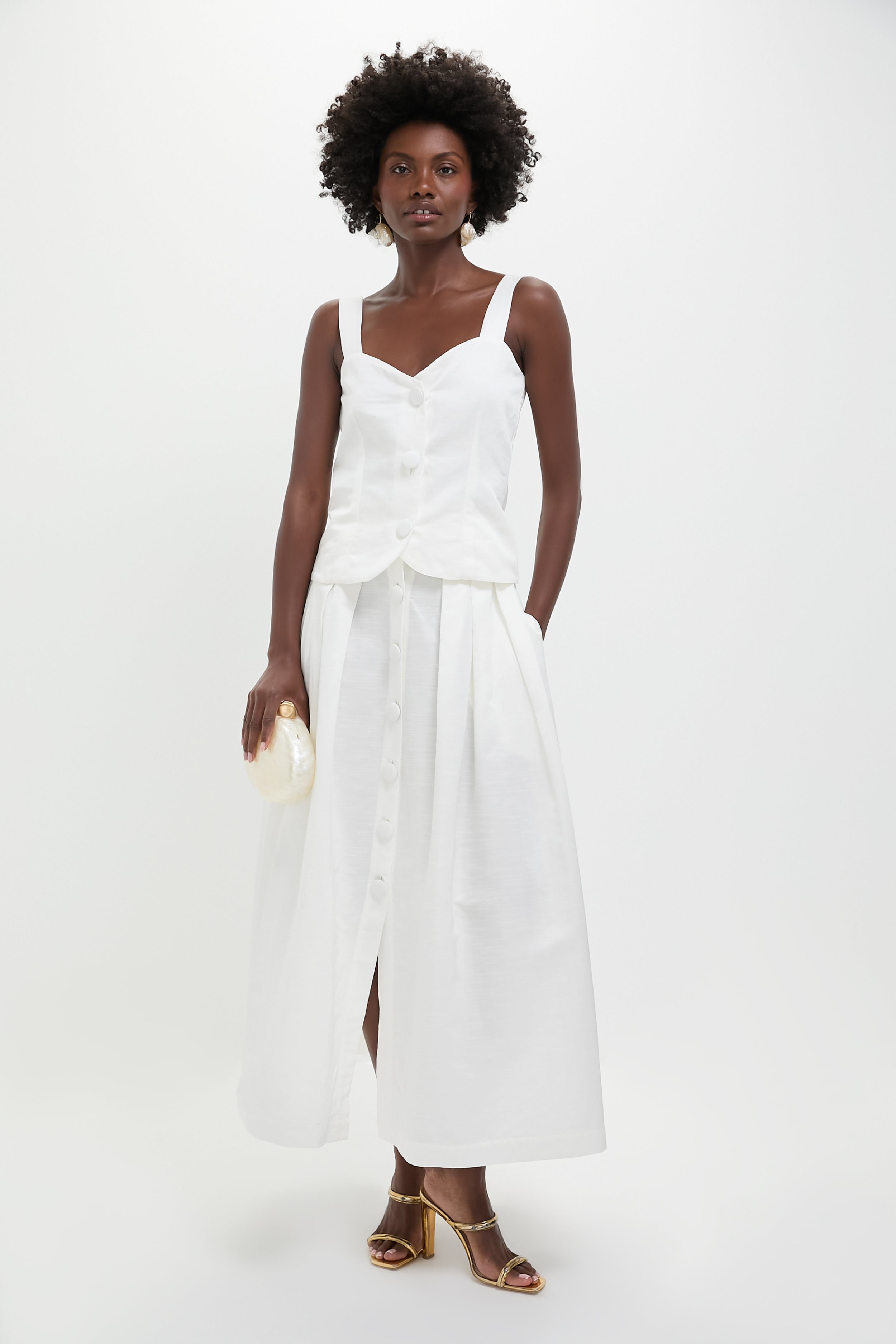 White Irving Textured Skirt