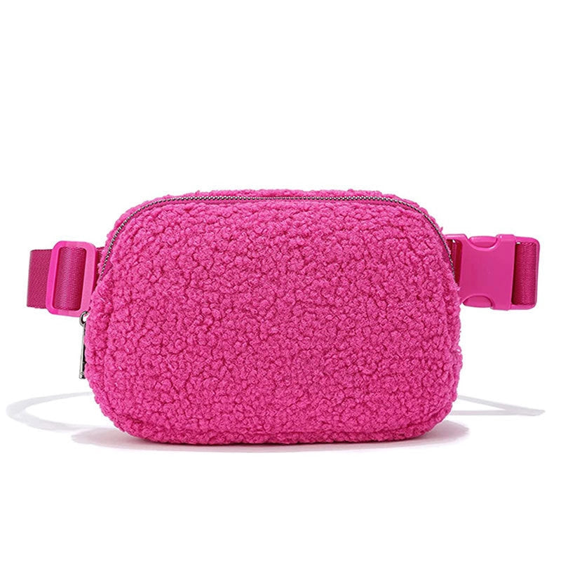 Winter Lambswool Waist Bag Sports Chest Bag Messenger Bag Outdoor Sports Bag Unisex Versatile