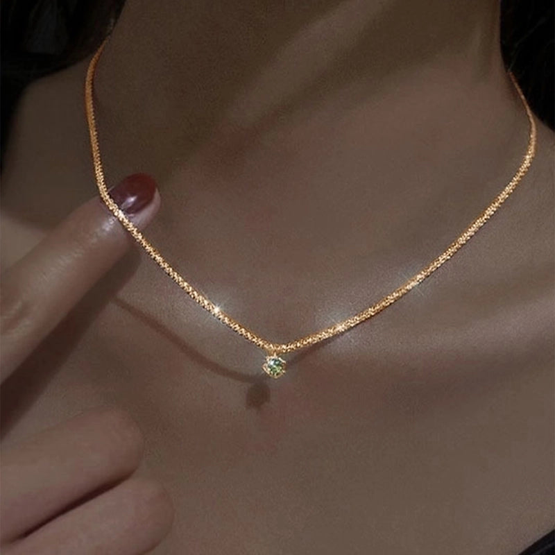 Elegant Solid Color Copper Inlay Rhinestones Pendant Necklace