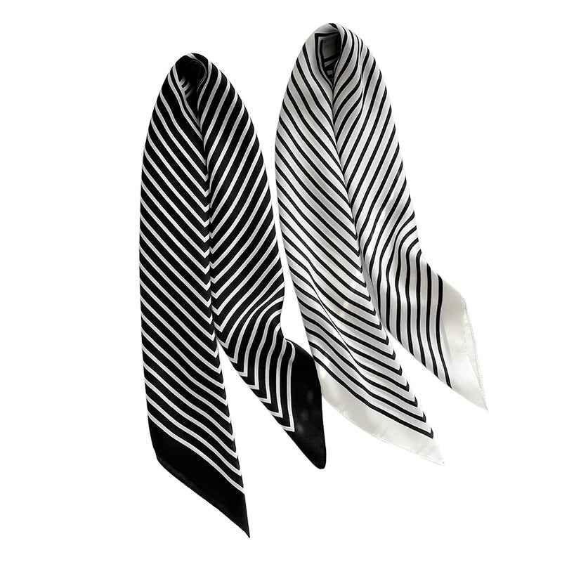 Striped Fashion Retro Imitation Silk Small Square Scarf