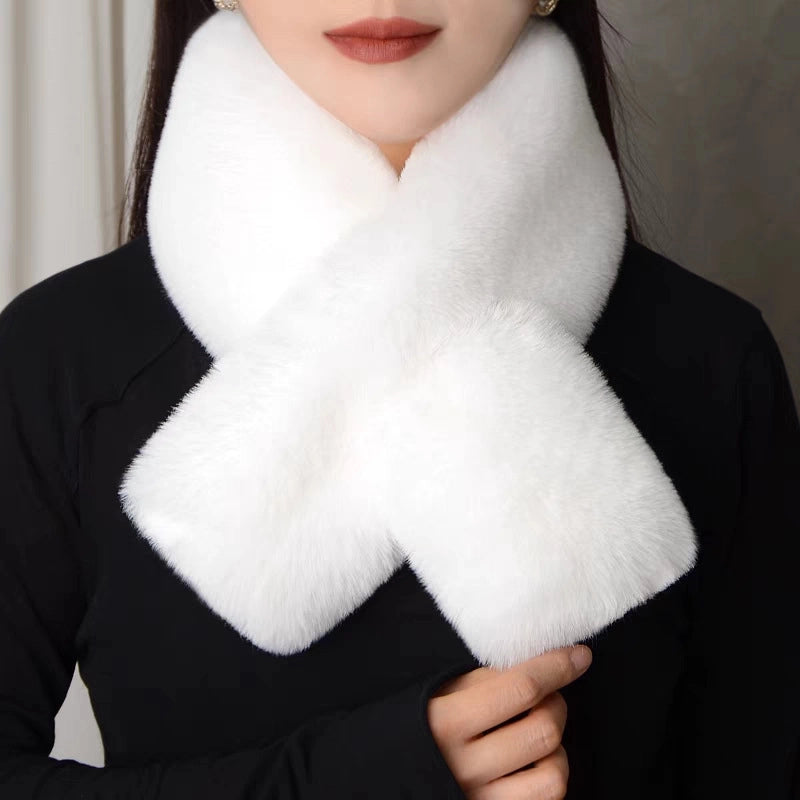 Flat Plush Scarf Imitation Rex Rabbit Hair Fashion Thickened Warm Scarf Advanced Sense Simple Flat Scarf