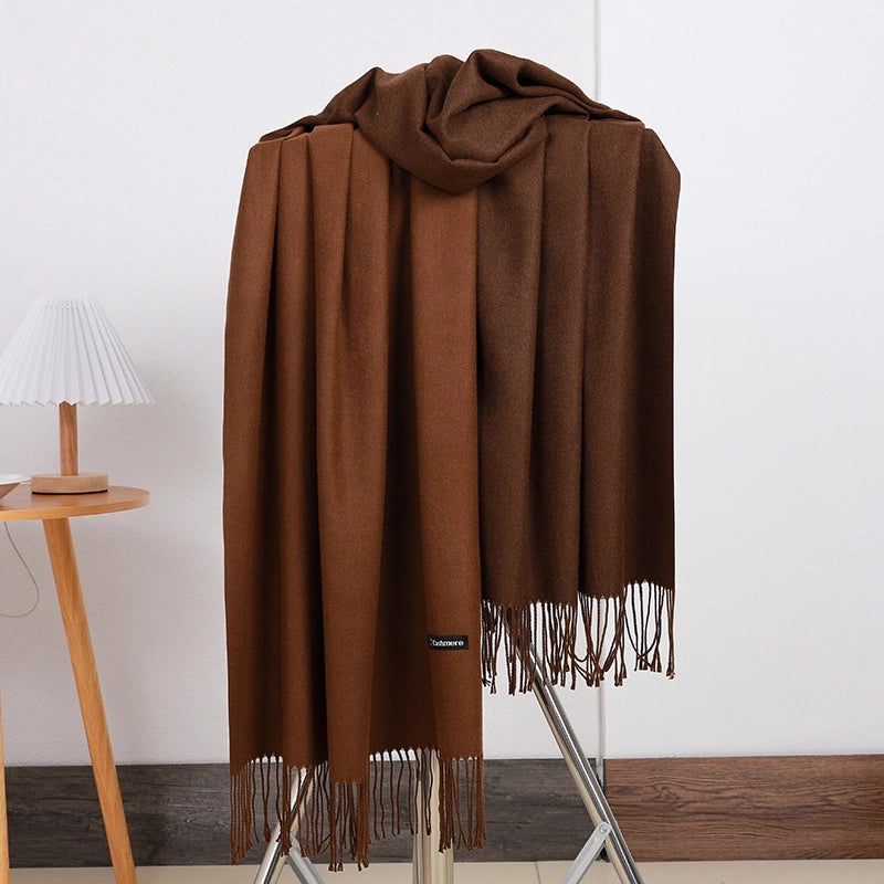 Double-sided Scarf Women's Winter Tassel Cashmere Scarf Autumn And Winter Version New Wool Men's Scarf
