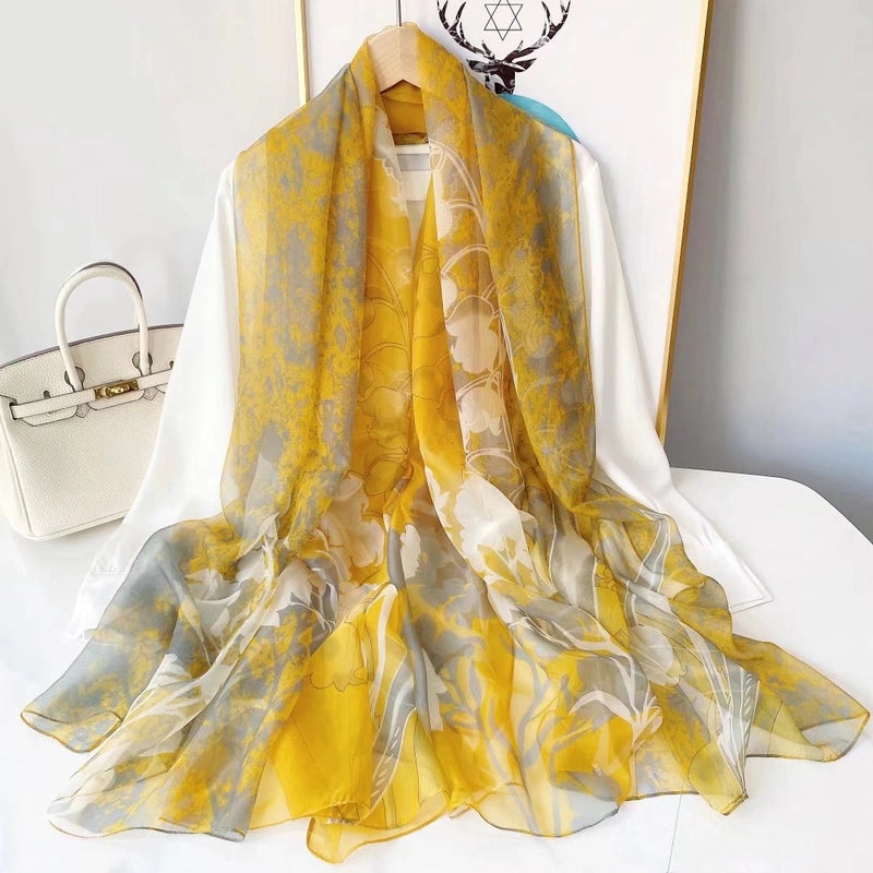 Spring And Summer New Yourou Silk Scarf Large Size Printed Beach Towel Dot Travel Vacation Sunscreen Scarf Women's Spot